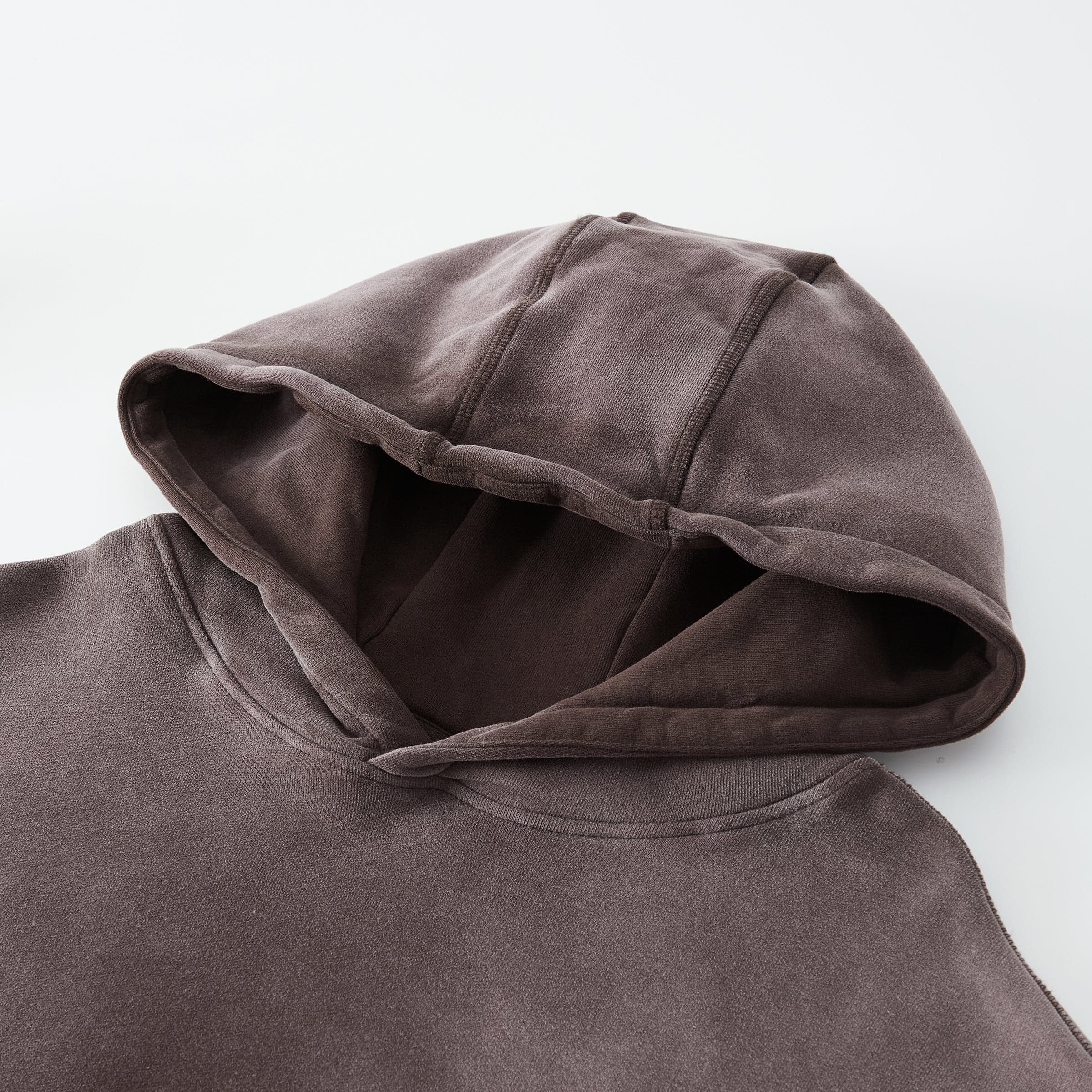 Aether Rune media image showing washed hoodie hood close-up detail