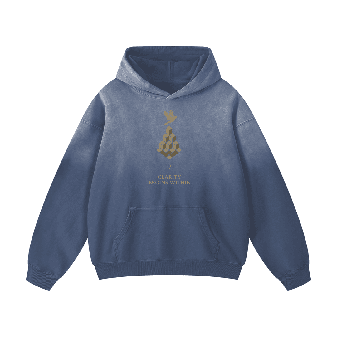 Front view of the gray blue AIDAN REN hoodie with heavyweight cotton feel, tailored for daily streetwear lovers.