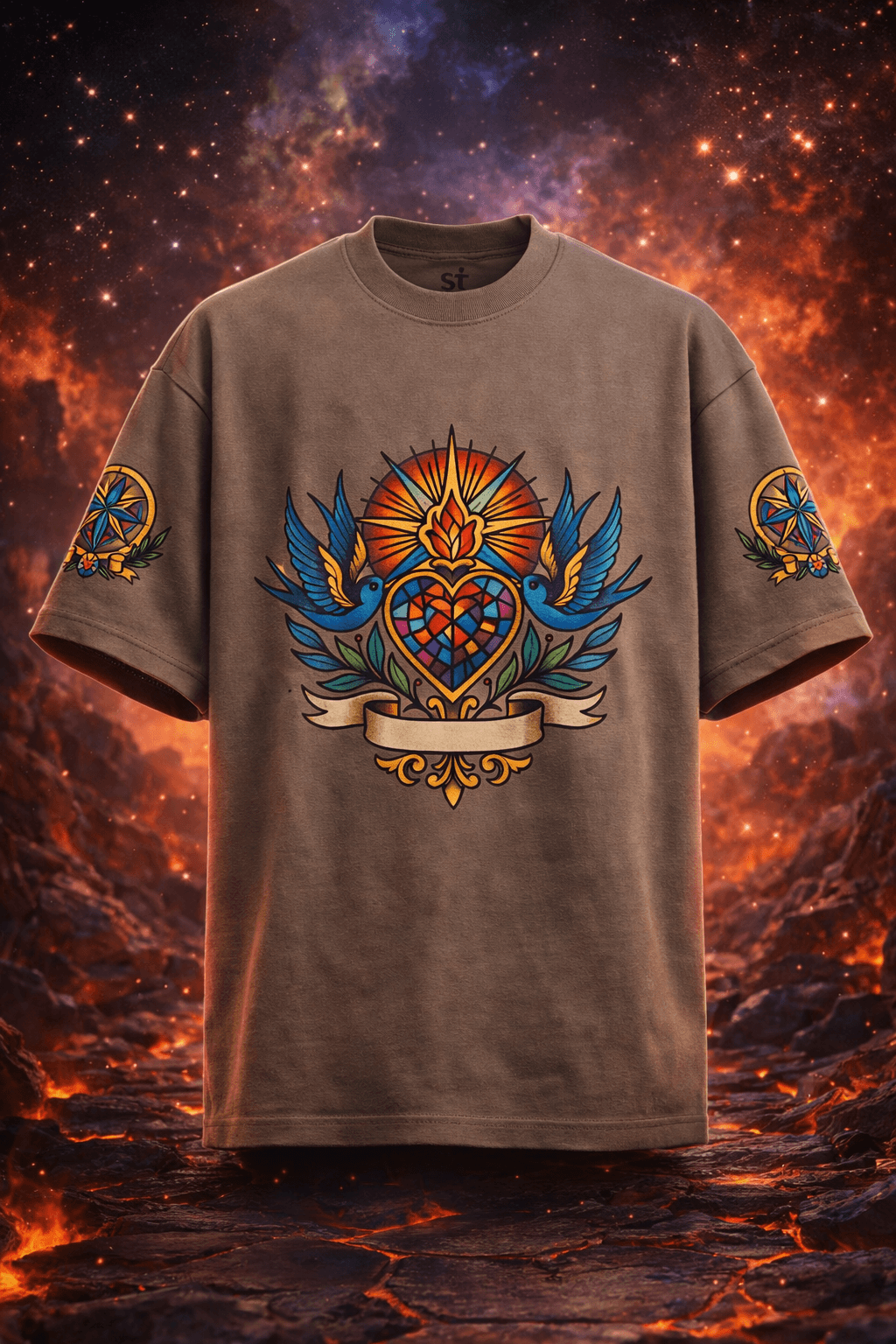 ASTRA Oversized Graphic Tee – 100% Cotton Brown Unisex Streetwear T-Shirt