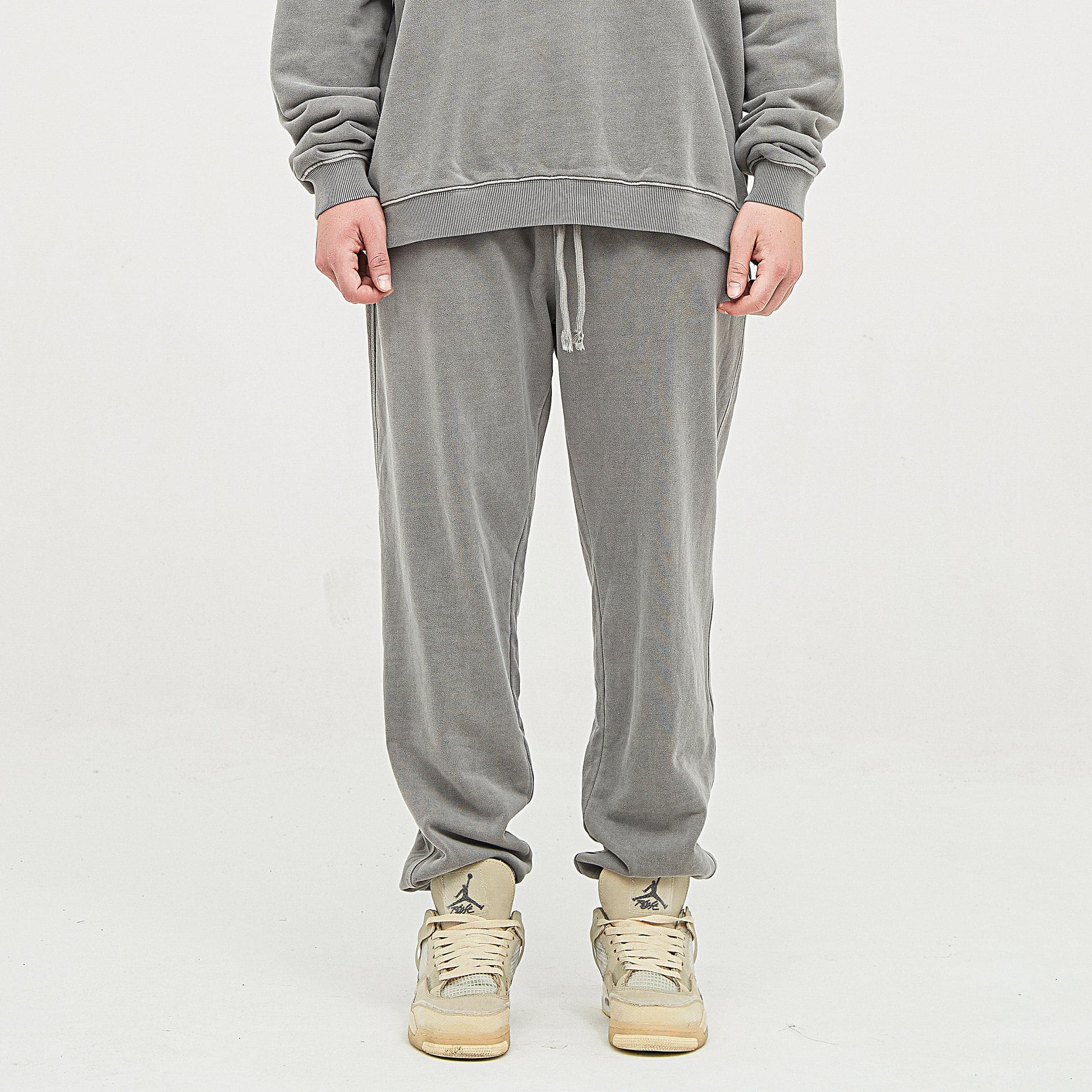 AURIX washed sweatpants front lower fit view on model