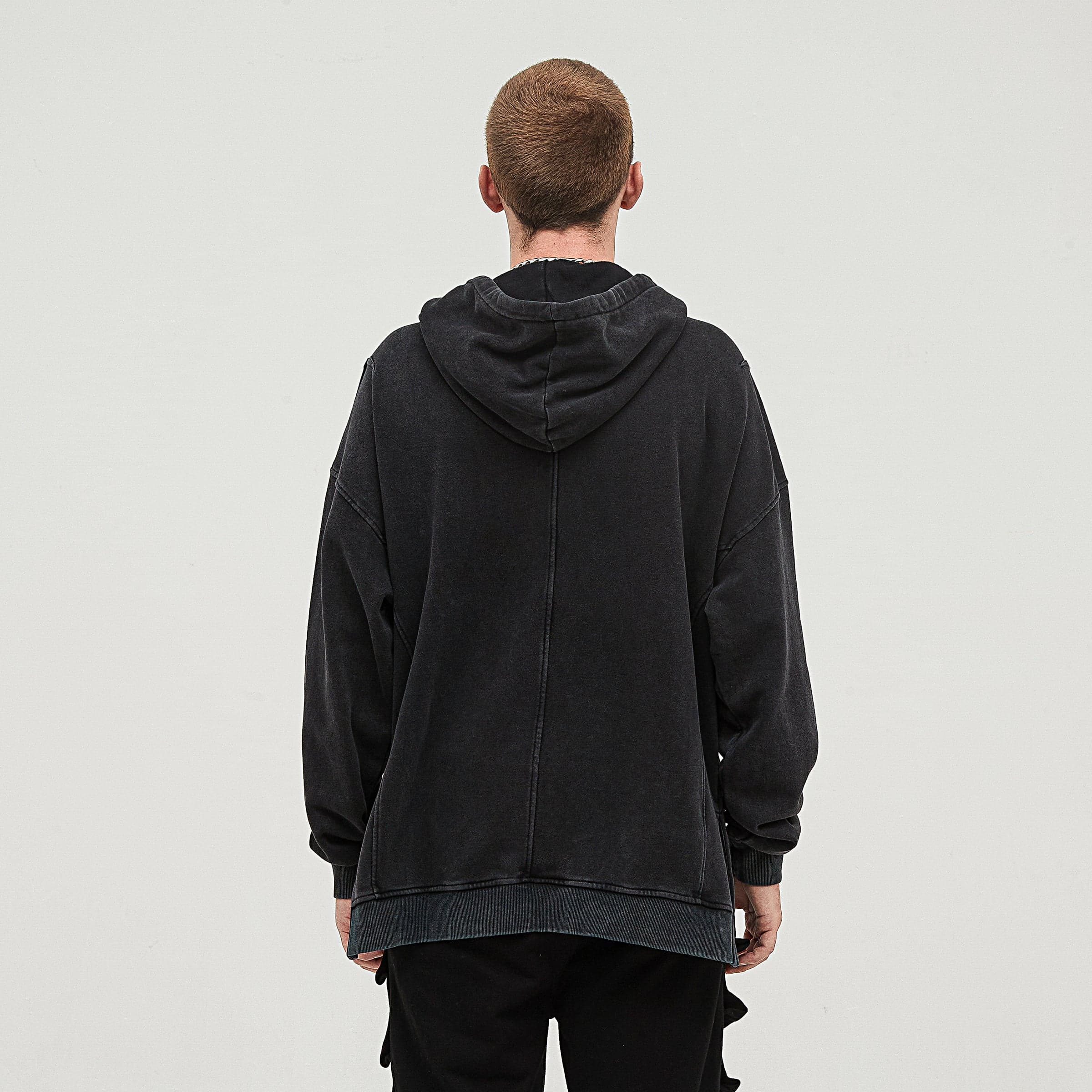 0--aHELLCHAIN oversized graphic hoodie male model back fit view