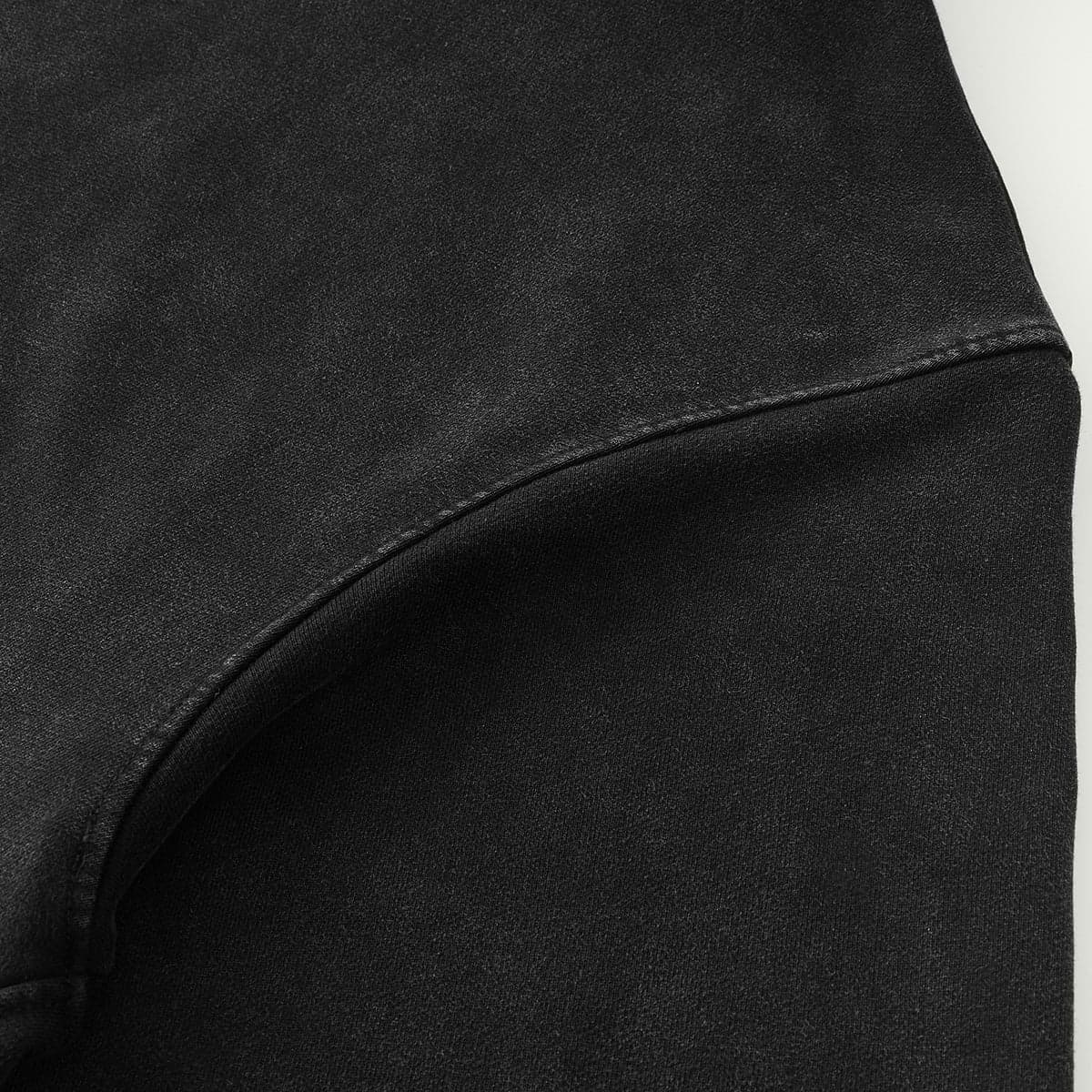 oversized hoodie shoulder seam detail in washed black cotton