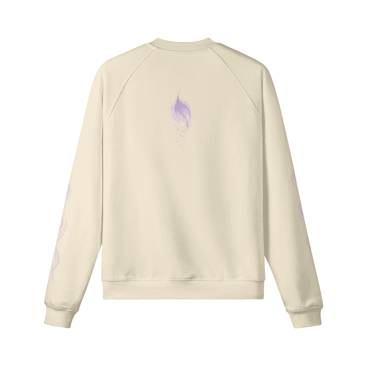 Quiet Bloom graphic crewneck sweatshirt back view in cream with small back print