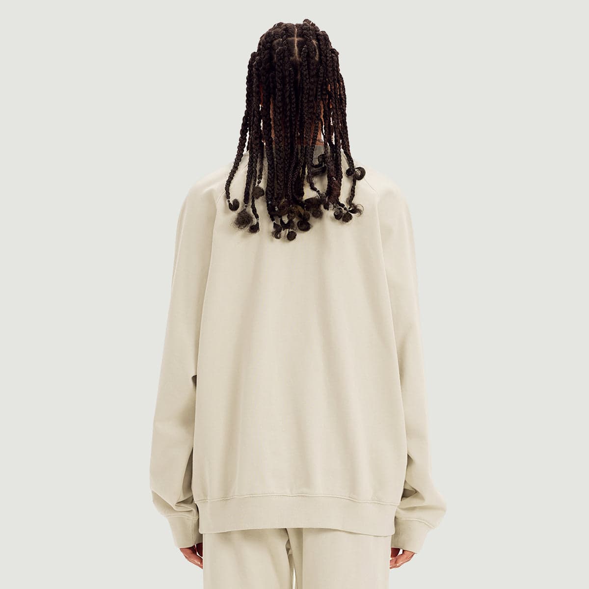 Quiet Bloom graphic crewneck sweatshirt female model back fit view