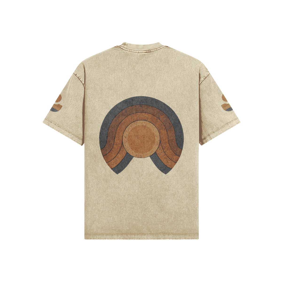 Vintage Beige oversized graphic tee back view in washed beige
