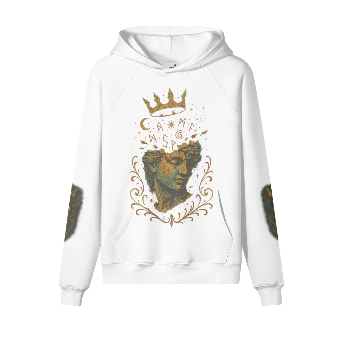 Crownfall Oversized Graphic Hoodie – White 100% Combed Cotton Pullover