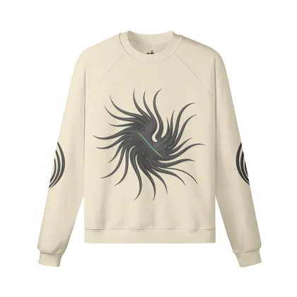ECLYPSE graphic crewneck sweatshirt front view in apricot with spiral print