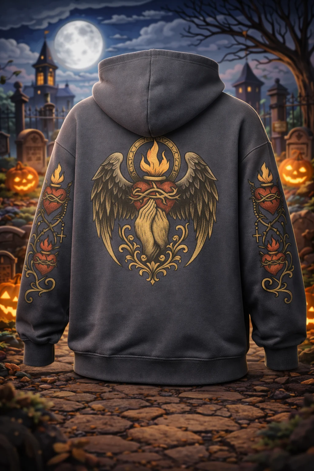MERCY Oversized Graphic Hoodie – Dark Aesthetic Washed Pullover - AIDAN REN product image