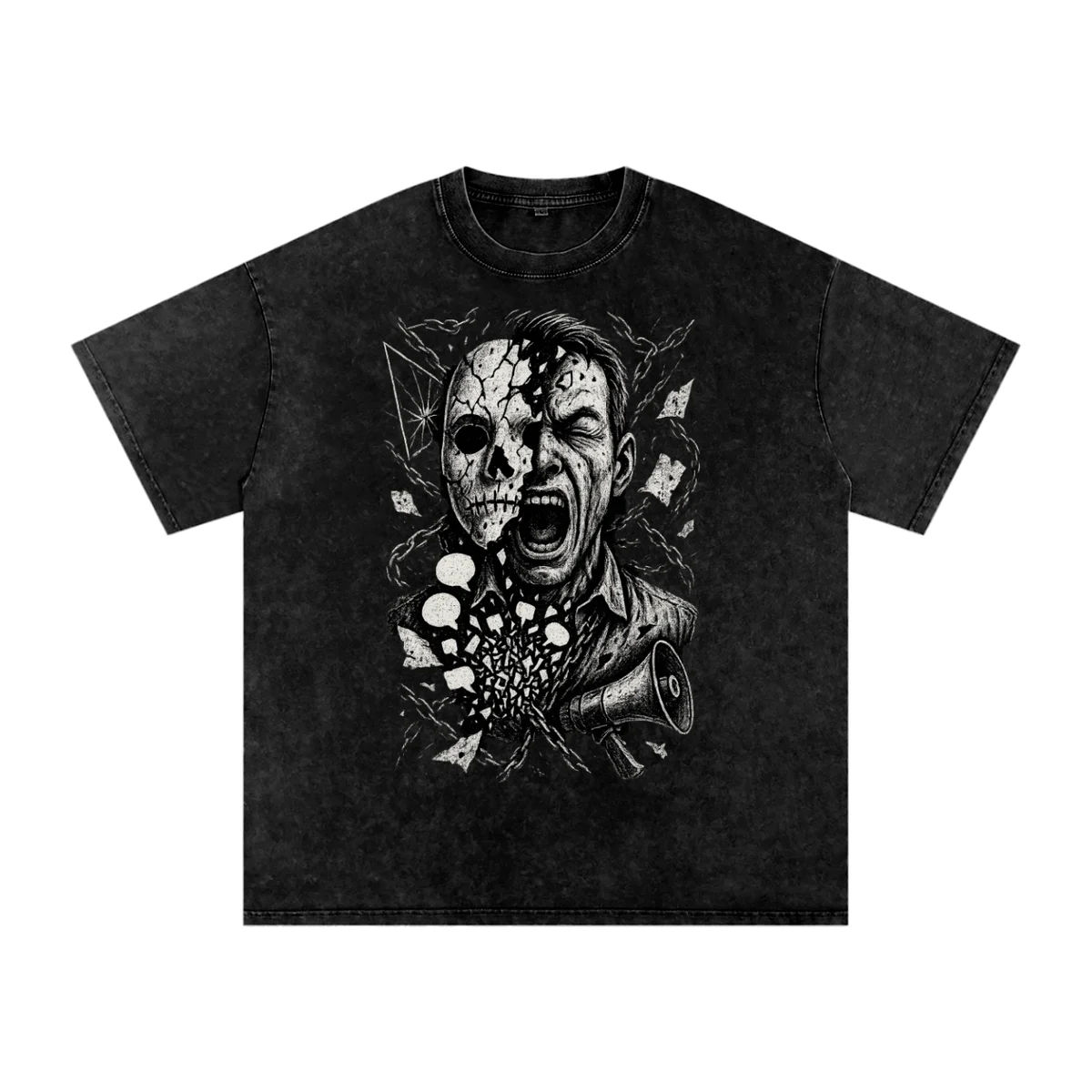 Outcry – Mens Graphic T Shirt, Gothic Masked Face, Unique Art Tee - AIDAN REN product image