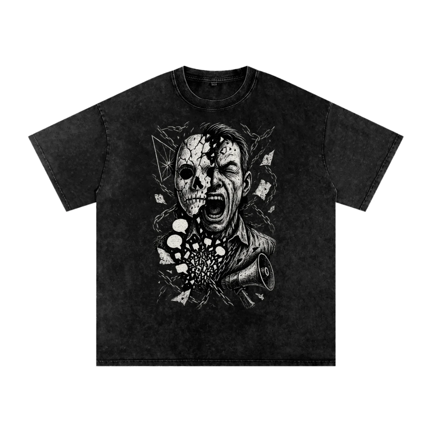 Outcry – Mens Graphic T Shirt, Gothic Masked Face, Unique Art Tee - AIDAN REN product image