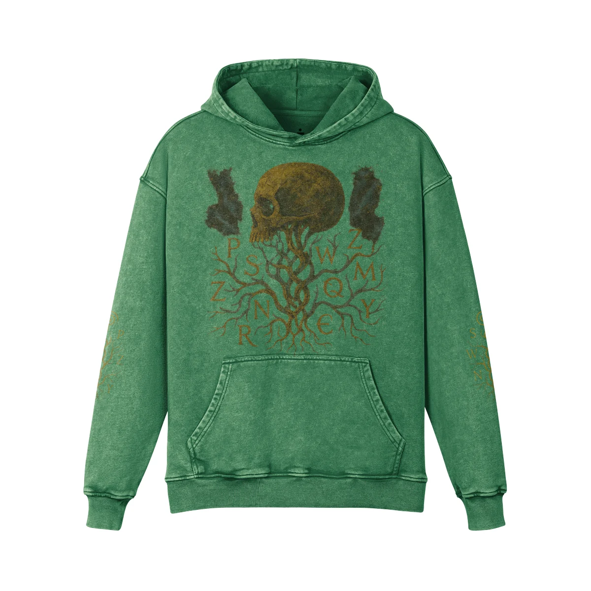 Rooted Spiral Oversized Graphic Hoodie – 100% Combed Cotton Green Pullover