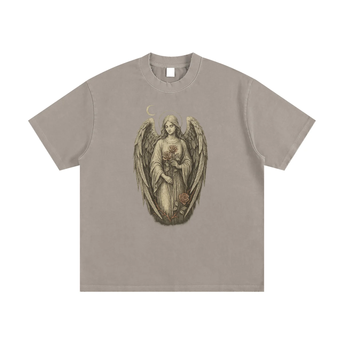Silent Bloom – Washed Thick Cotton Graphic T-Shirt for Men | Oversized Vintage Streetwear - AIDAN REN product image