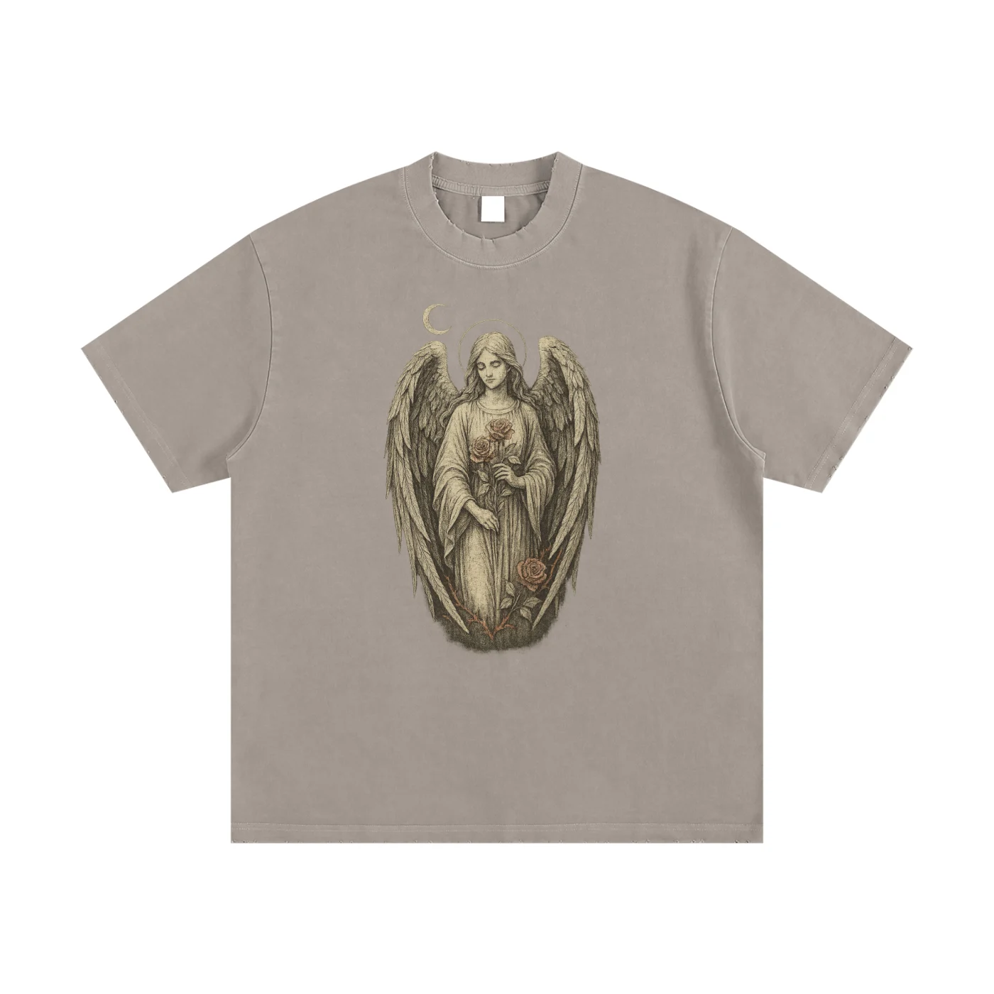 Silent Bloom – Washed Thick Cotton Graphic T-Shirt for Men | Oversized Vintage Streetwear - AIDAN REN product image