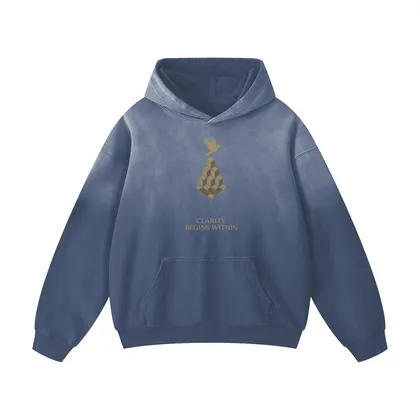 Front view of the gray blue Stitro hoodie with heavyweight cotton feel, tailored for daily streetwear lovers.